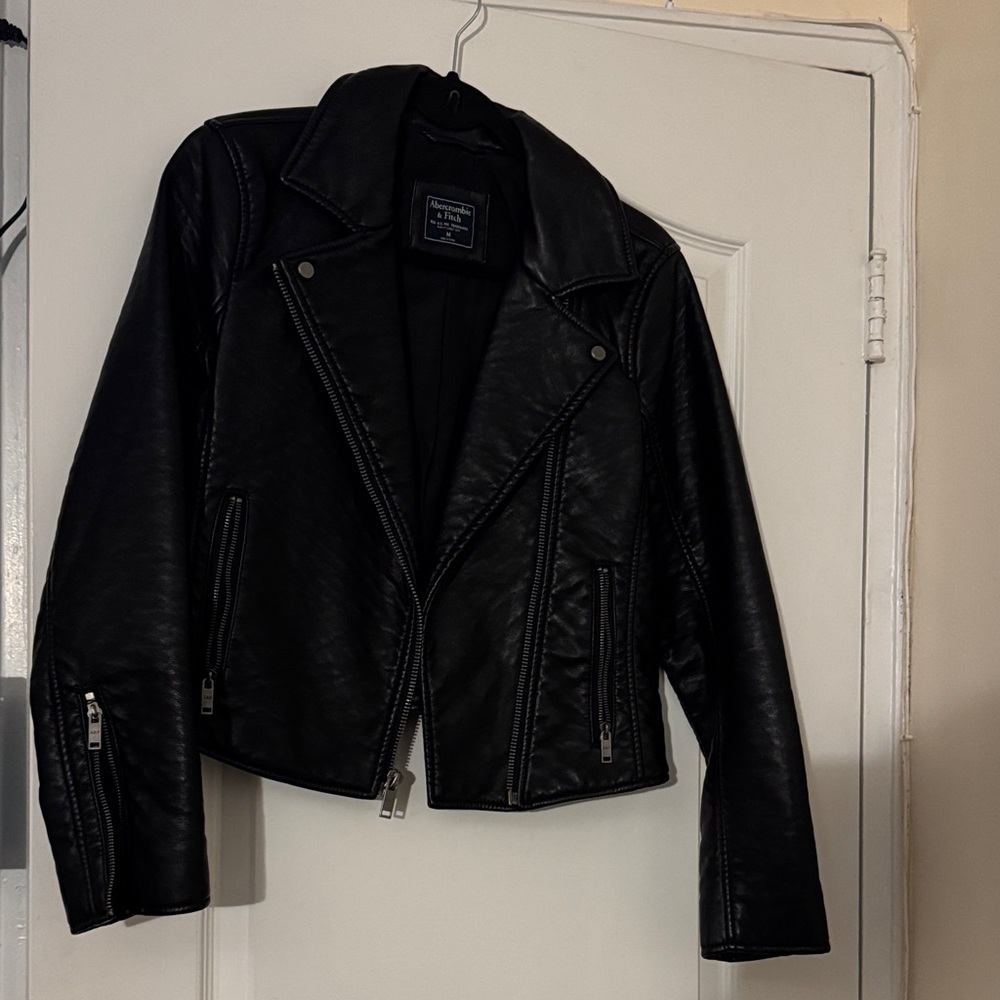 Abercrombie & Fitch Black Faux Leather Moto Jacket